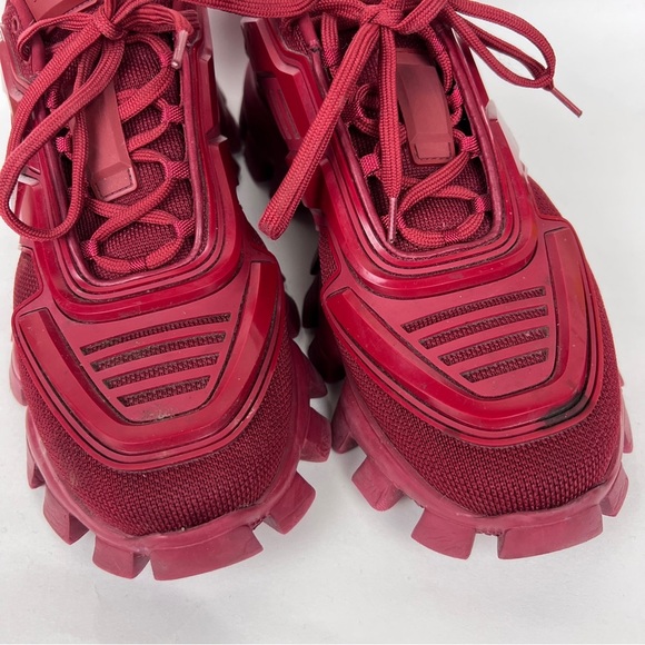 Prada Cloudburst Thunder Red Neoprene Rubber Lugged Sneakers - Picture 7 of 11